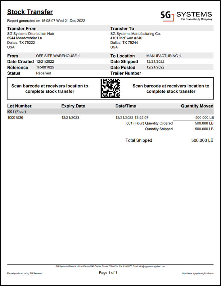 Stock Transfer Note Sample Stock Transfer - SG Systems Global