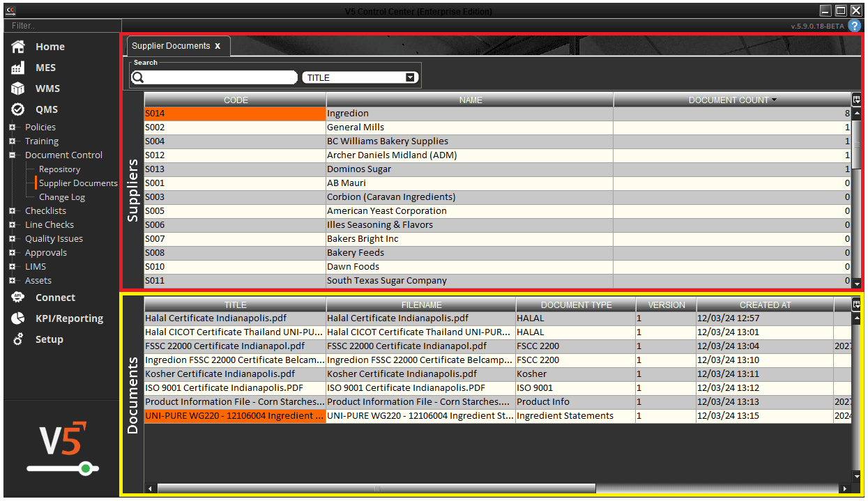Supplier Documents - Control Center Guide - SG Systems Global